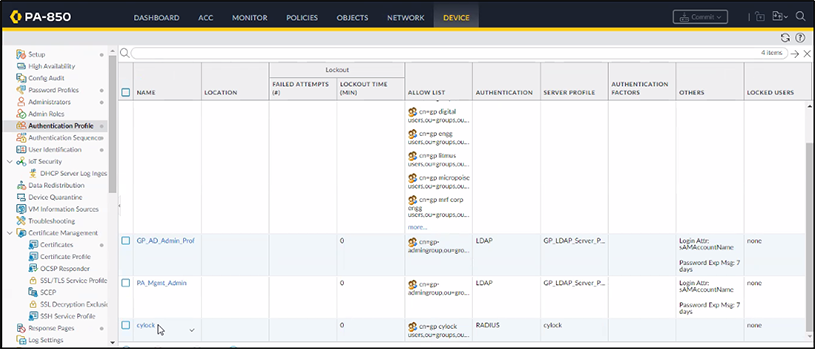  Adding Authentication Profile